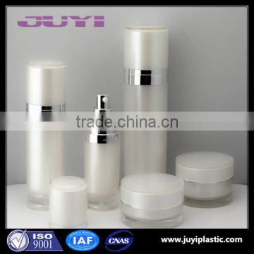 fancy plastic acrylic round cosmetic bottle and cream jar,white acrylic cosmetic jars and bottles container