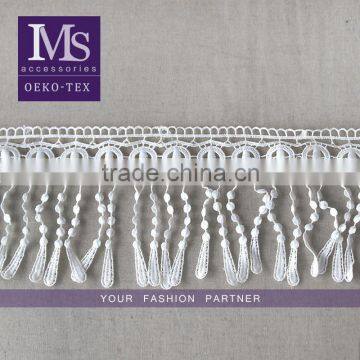 Special design 12.5cm width polyester macrame fringe lace trim water soluble