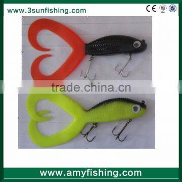 Lizard lure pvc fishing soft baits with treble hook double tails lure