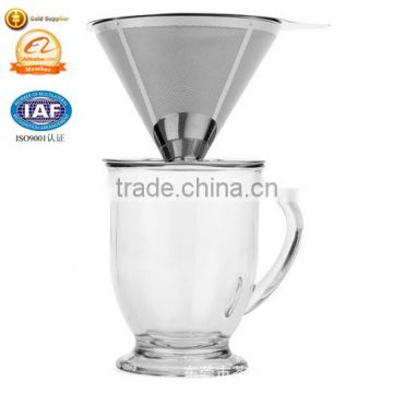 Hot Selling One Part Reusable Double Wall Stainless Steel Pour Over Coffee Dripper