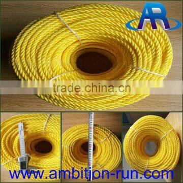 3 strand 8mm yellow fishing PP rope