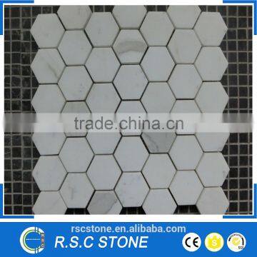 meshed white carrara mosaic tile