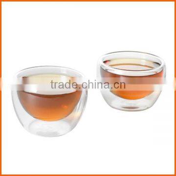 Hot resisitant small clear double wall glass cup