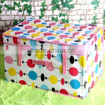 N486 Good Quality Custom Printed Non Woven Coated Water Proof Foldable Storage Box Polka Dot Bin photo-4