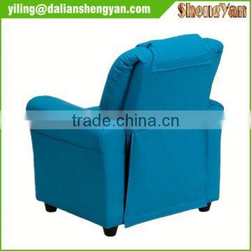 Contemporary Light Blue Kids Recliner With Cup Holder and Headrest photo-3