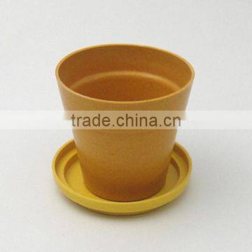 bidgradable round eco outdoor bamboo fiber plant flower pot with holder