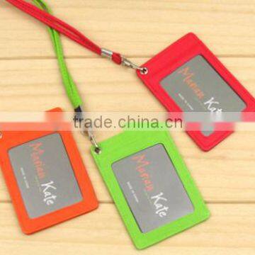 Leather work card holder, bus Capitol, PU hang rope card package