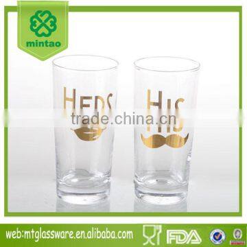 2016newest High water glass cup paste golden decal