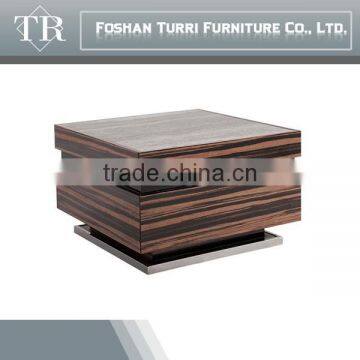 Modern Ebony Veneer MDF Base TV Stand With Natural Travertine Top photo-4