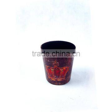 Fashionable Waste Bin Faux Leather Crown Print Trash Can photo-3