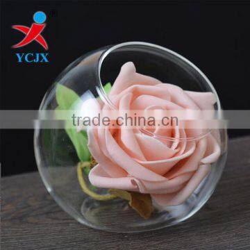 Hand Made Clear Round Glass Flower Terrarium