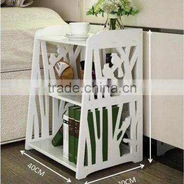Small Plastic-Wood White Bed End Table Nightstand Bathroom Cabinet Kids Furniture Table Bookcase photo-4