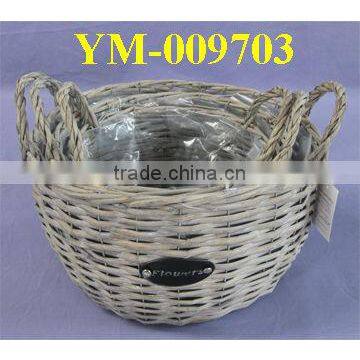 Round Willow Basket For Flowers with handle.