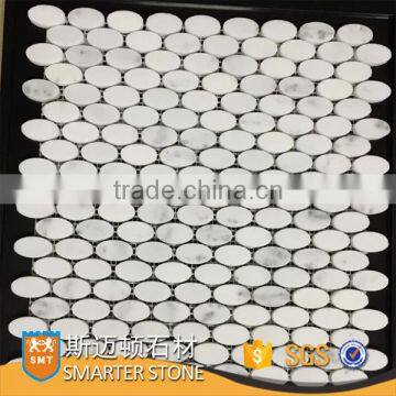 Oscar white marble tile oval mosaic for flooring