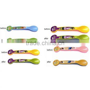 Color Changing Baby Funny Spoon Food Safe Plastic Gift photo-2