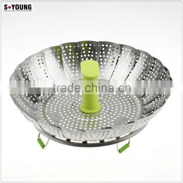 42002 Stainless Steel Foldable Vegetable Steamer Colander Filter photo-3