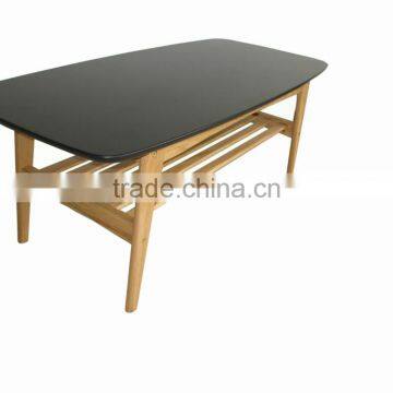 OAK Wood Oval Coffee Table With DARK Top photo-4