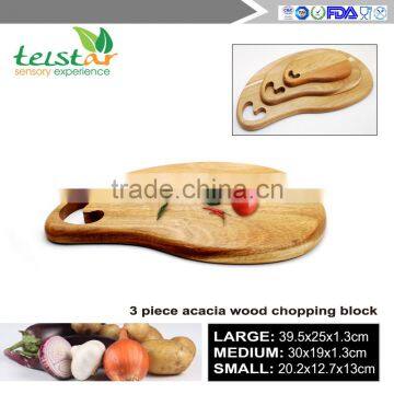 3 Piece Hand Crafted Acacia Wood Cutting Board Set photo-6