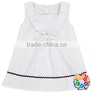 2017 Hot Fashion Kids Girls White Dress Shirt Children Linen Shirts Design Girl Summer Sleeveless Shirt With Bow On The Front