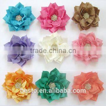 decorative fabric flower for girl's dresse have diffrrent colors