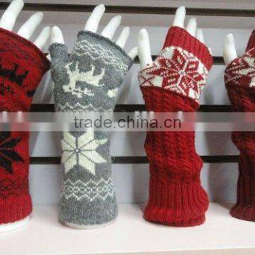 snowflake winter fingerless climbing knited mitten gloves wholesale