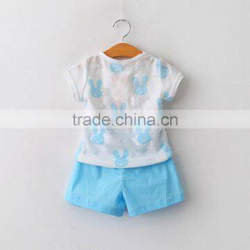 2016 Designer Outfits Baby Girls Lovely Bunny Tops and Hot Shorts Suits photo-2