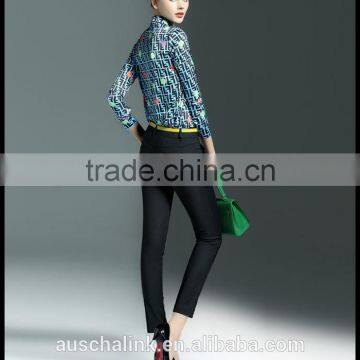Latest Western Long Sleeve Lapel Print Shirt Design for Women photo-5