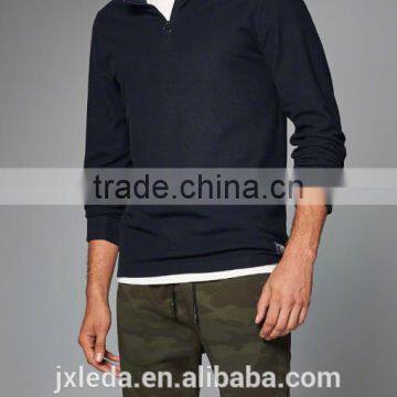 Fashion 100% Cotton Cheap Custom Printed T-shirt Long Sleeve Men Plain t Shirt Tall Tee With a Quarter Zipper Front Neckline photo-3