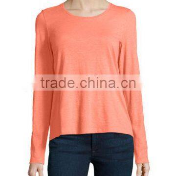 Jersey Fabric Pullover Style t Shirt/long-sleeve Organic Cotton Tee With Straight Hem photo-4