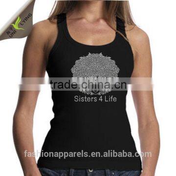 Custom Design Women Fashion Crystal Tank Top photo-3