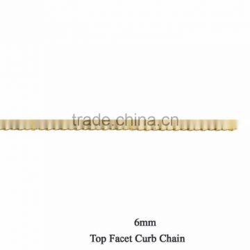 6 MM Gold Plated Top Facet Curb Chain