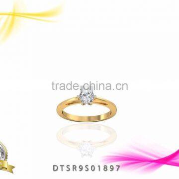 Gold Plated Ring Cubic Zircon Stud