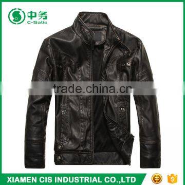 Top Quality Winter Windproof Man Black Faux Leather Motorcycle Jacket photo-2