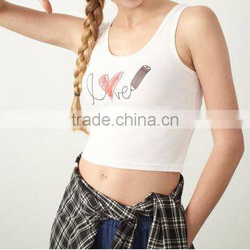 Cheap Cotton Plain White Fashion Printing Women Workout Tank Tops Custom photo-2