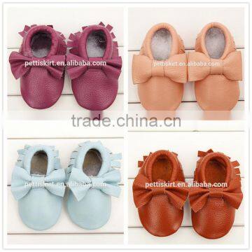 Wholesale Cute Baby Moccasins Infant Toddlers Bow Boys Girls Soft Leather Shoes