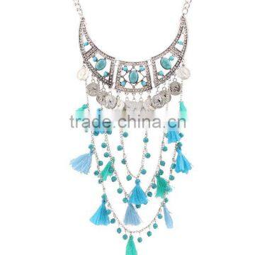 Zm34112a Fashion Women Resin Layered Long Tassel Necklace Jewelry photo-3