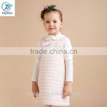 2017 Spring Tweed Fabric Dress Designs For Girl A-line Girls Sleeveless Party Dress photo-2