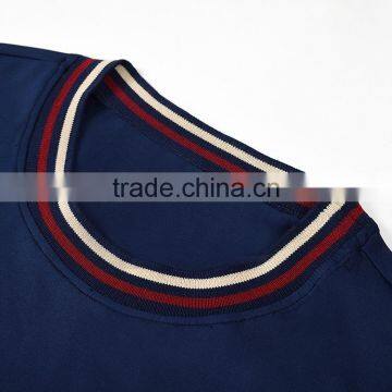 Short Sleeve Man 100 Cotton Bulk Flat Knit Stripe Basic T-shirt photo-3