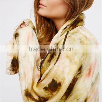 2017 Oem Women Tie Dye Spread Collar Coat With Drawstring Waist photo-5