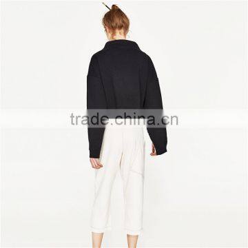 Peg-leg Trousers Cotton White Pants for Women photo-3