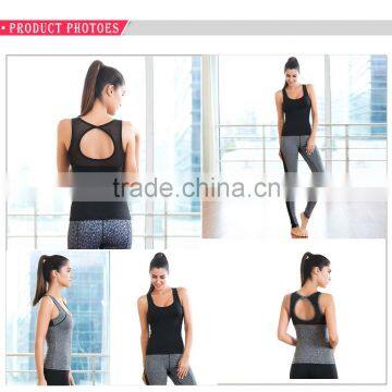 Sexy Girls Custom Gym Fitness Yoga Wear Custom Tank Tops Women With Mesh Design photo-6