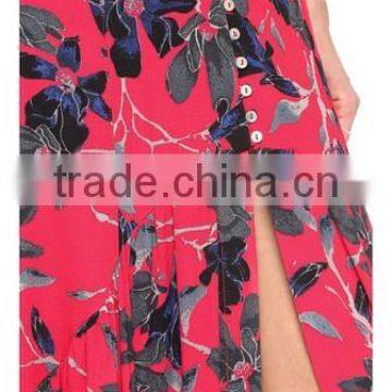 2016 Designed for Fashion Women Trumpet Hem Printed Slit Skirt Ladies'maxi Skirt OEM photo-2