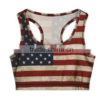 Women Running Vest Undershirt With United States Flag Printing photo-3