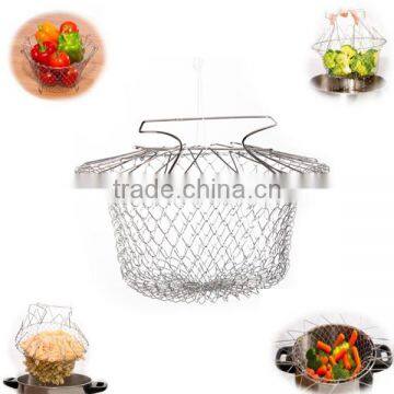 2016 New Arrival Hot Sale Foldable Steam Rinse Strain Fry Chef Basket Strainer Net Kitchen Cooking Too photo-3