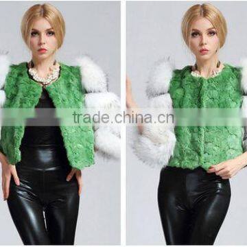 Lady's Fashion Lamb Fur And Fox Fur Coat/Wholesale And Retail/Fashion Style