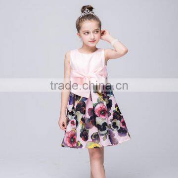 2017 Brand New Summer Clothing Girls Flower Printed Dress Pattern