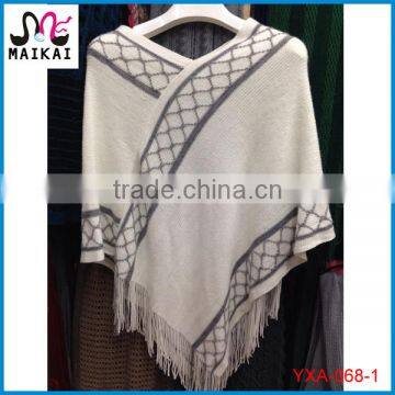 Mexican hot selling women's fashion knit poncho shawl