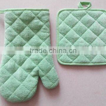 cheap green oven gloves and pot holders with 100% cotton fabric