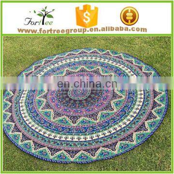 2016 innovative printed round beach towels with tassel softextile