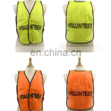 100%polyester High visibility volunteer reflective safety vest